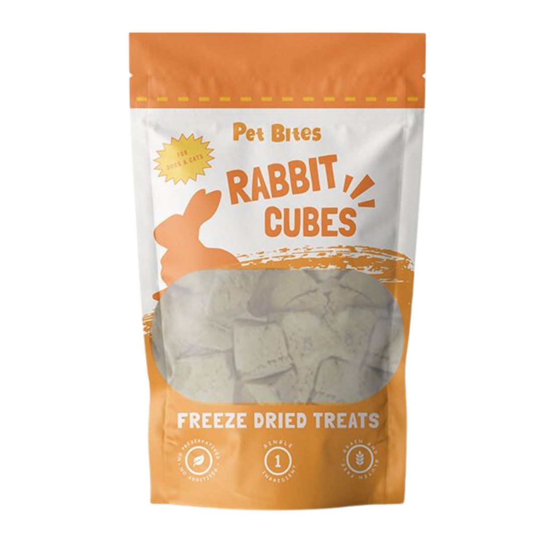 Pet Bites 100% Freeze Dried Treats Rabbit Cubes 50g