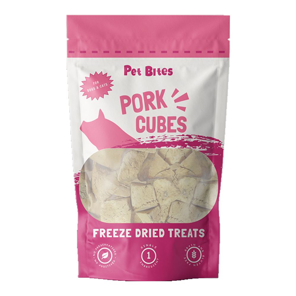 Pet Bites 100% Freeze Dried Treats Pork Cubes 50g
