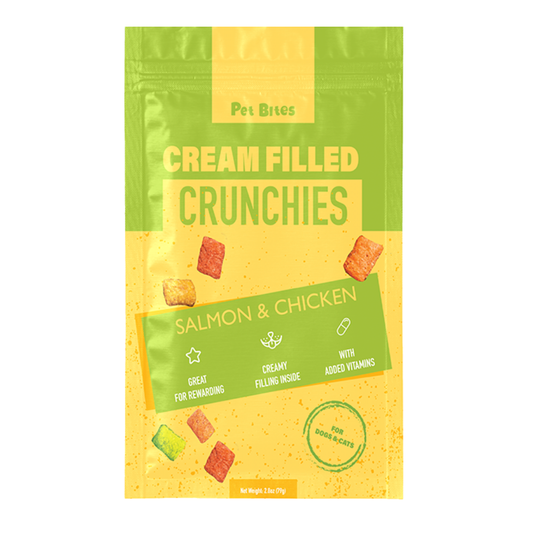 Pet Bites Creamed Filled Salmon & Chicken Crunchies for Cats & Dogs 79g