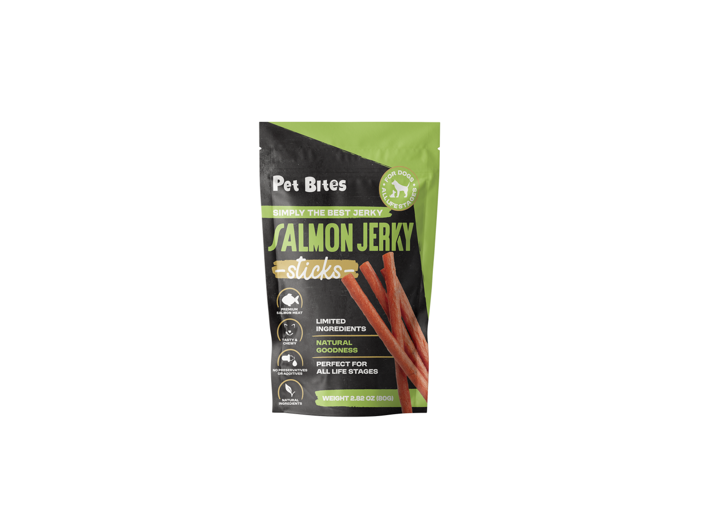 Pet Bites Salmon Jerky Sticks for dogs 2.82oz/80g