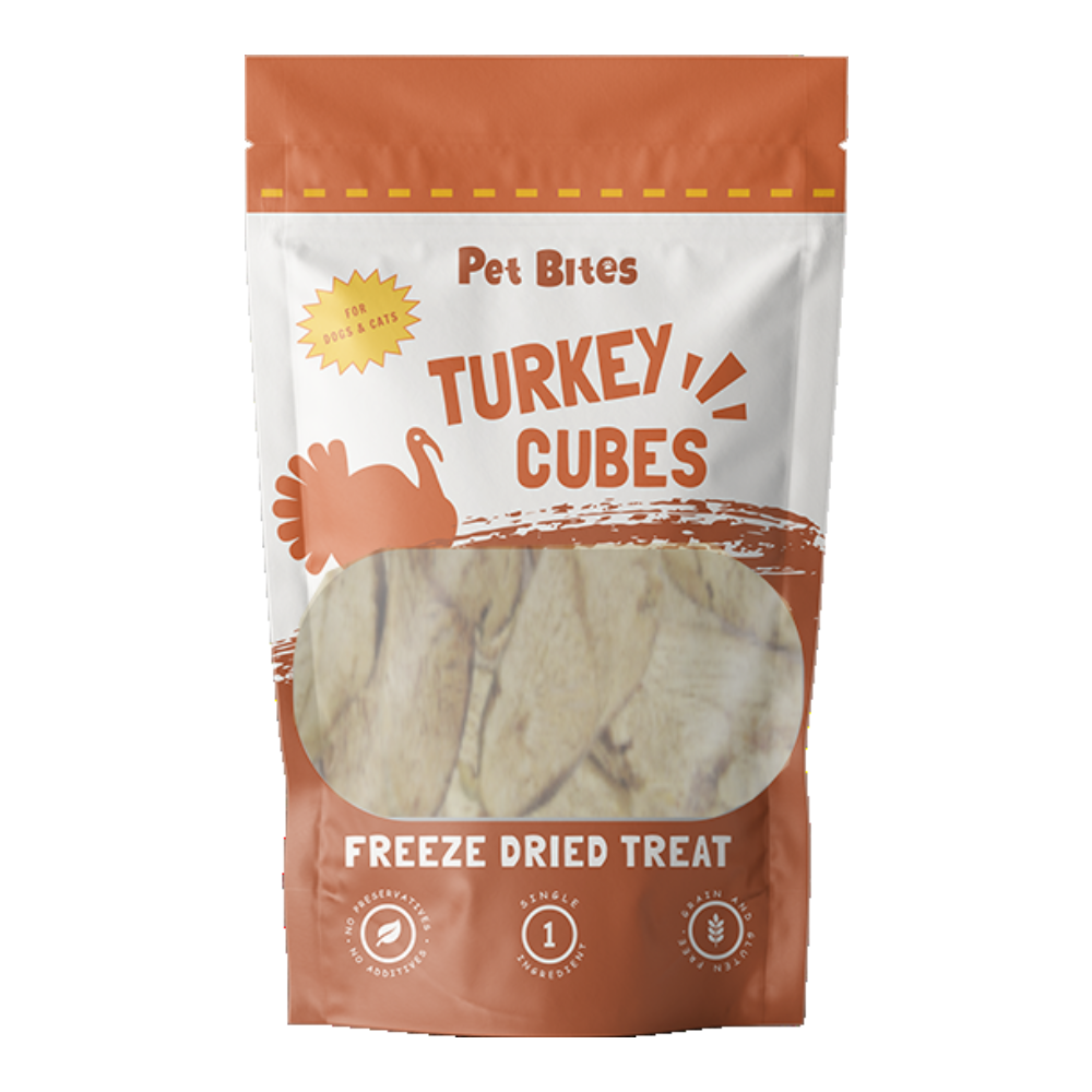 Pet Bites 100% Freeze Dried Treats Turkey Cubes 50g