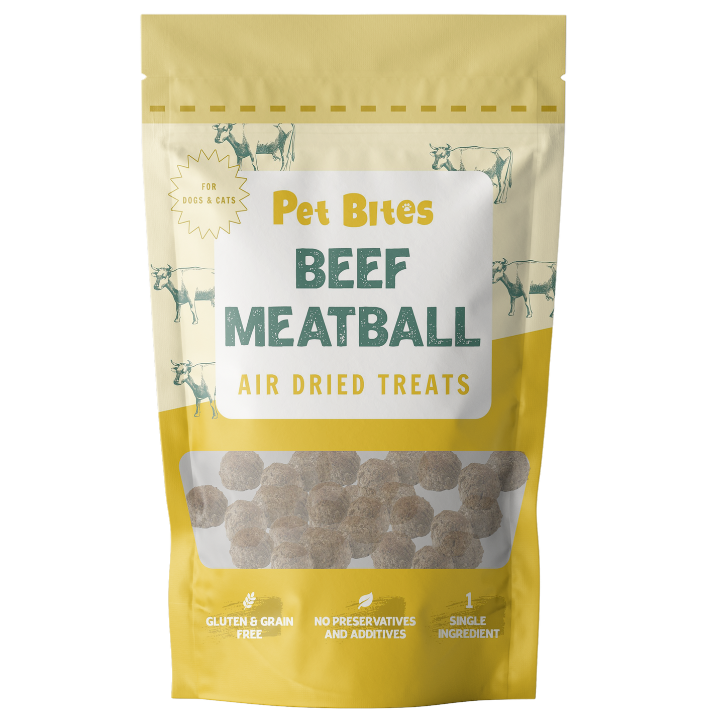Pet Bites 100% Air Dried Treats Beef Meatball 80g