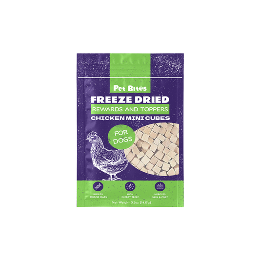 Pet Bites Freeze Dried Rewards and Toppers Chicken Mini Cubes for Dogs