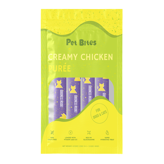 Pet Bites Creamy Chicken Puree for Cats & Dogs 15g x 4 - 60g