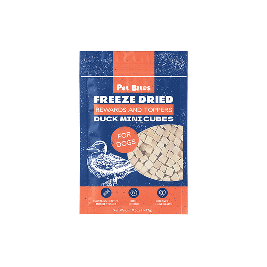 Pet Bites Freeze Dried Rewards and Toppers Duck Mini Cubes for Dogs
