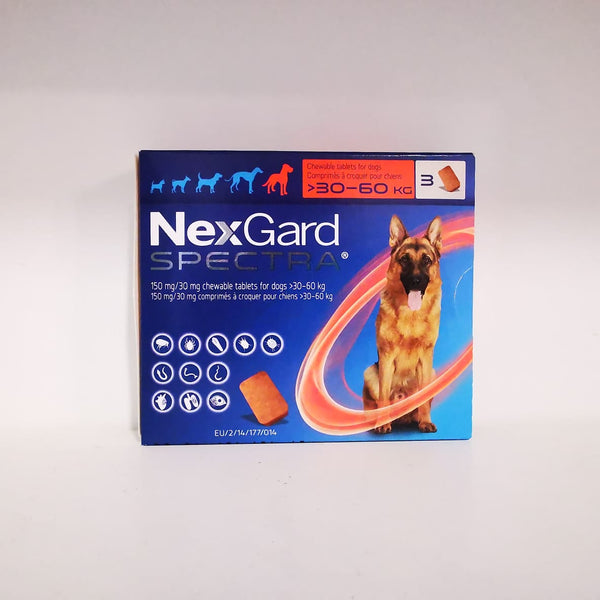 NexGard SPECTRA® Extra Large Dog, 30-60kg (Red Box, 3's) – Pawsncare