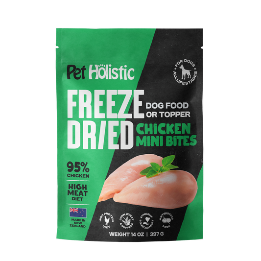 Pet Holistic Freeze Dried Chicken Mini Bites dog food or topper 397g/14oz