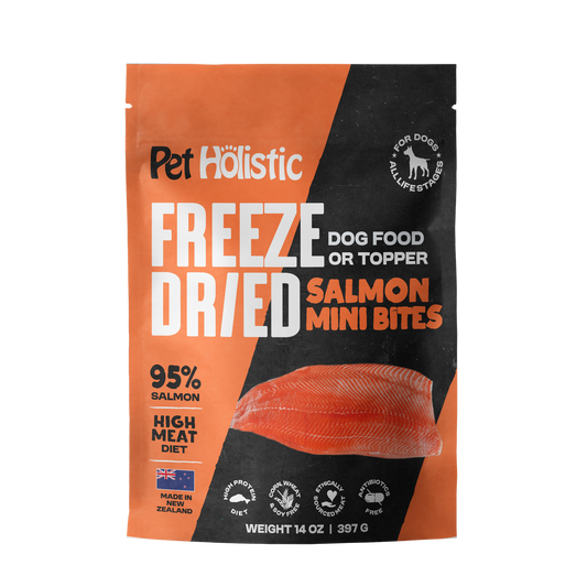 Pet Holistic Freeze Dried Salmon Mini Bites dog food or topper 325g/11.5oz