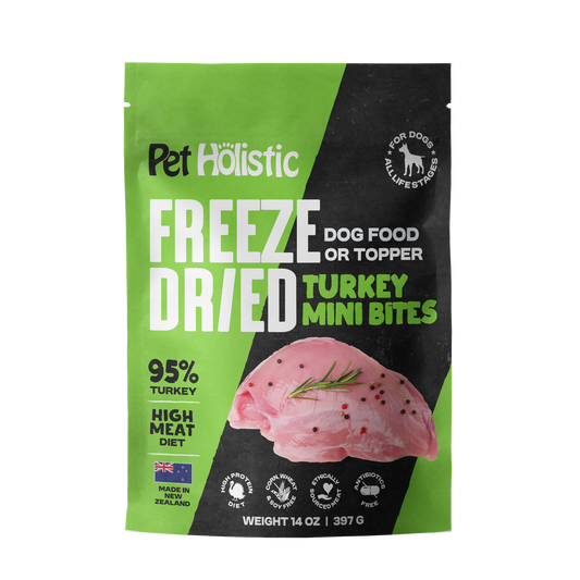 Pet Holistic Freeze Dried Turkey Mini Bites dog food or topper 325g/11.5oz