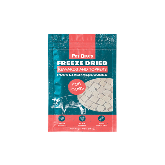 Pet Bites Freeze Dried Rewards and Toppers Pork Liver Mini Cubes for Dogs