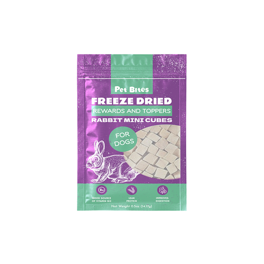 Pet Bites Freeze Dried Rewards and Toppers Rabbit Mini Cubes for Dogs