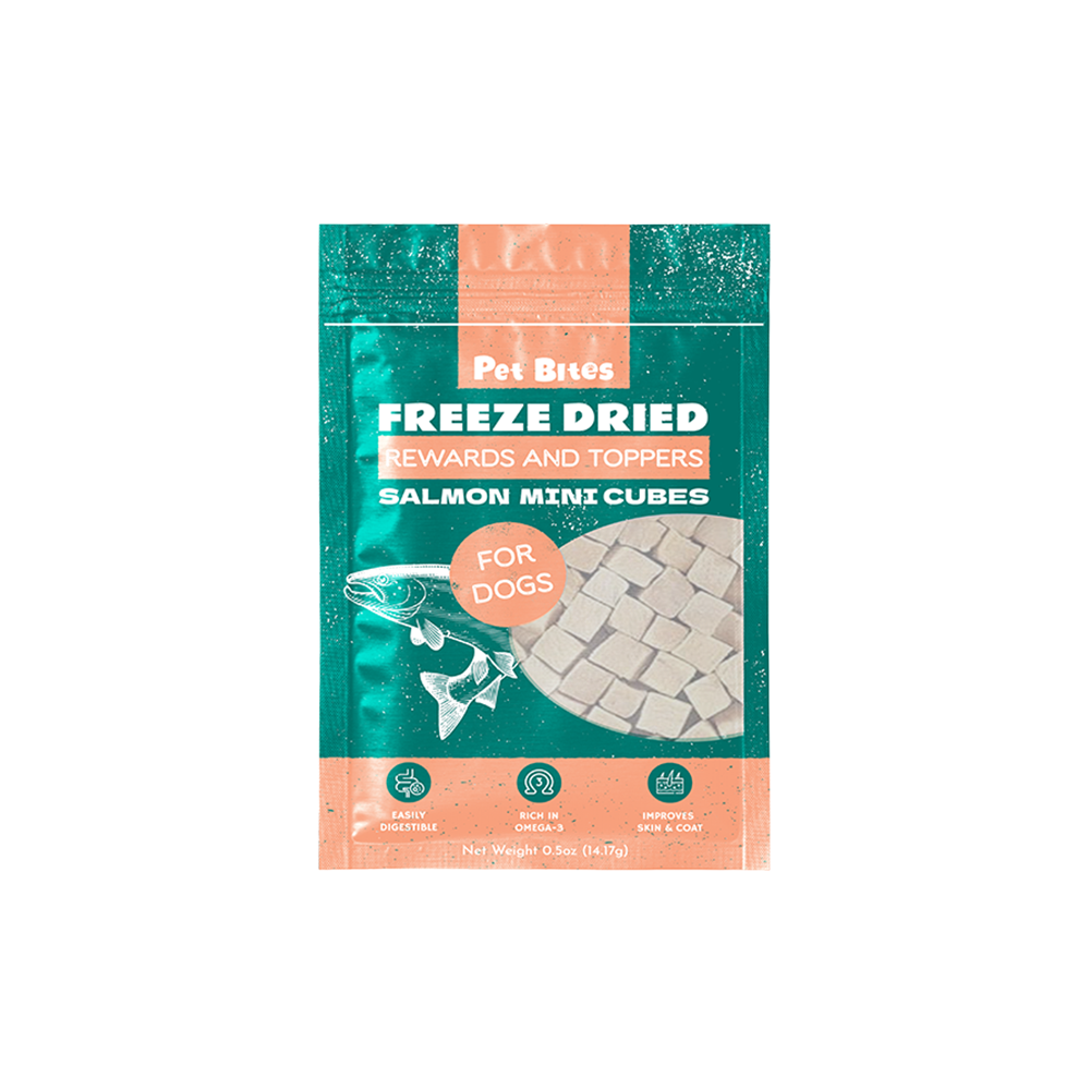 Pet Bites Freeze Dried Rewards and Toppers Salmon Mini Cubes for Dogs
