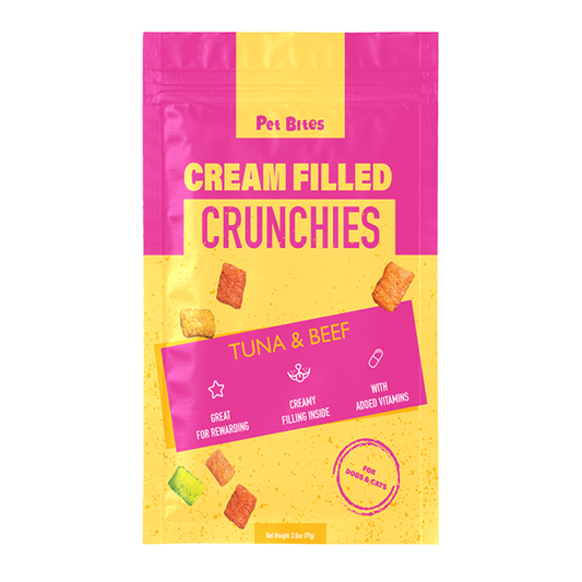 Pet Bites Creamed Filled Tuna & Beef Crunchies for Cats & Dogs 79g