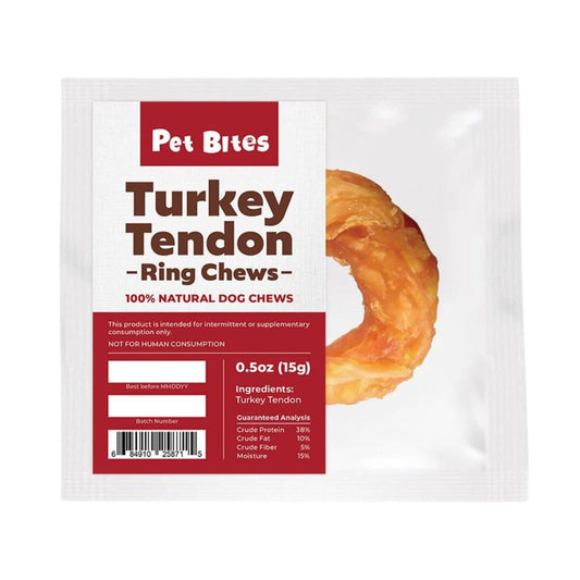 Pet Bites Grain-Free Turkey Tendon Ring Dog Chew (Small - 15g)