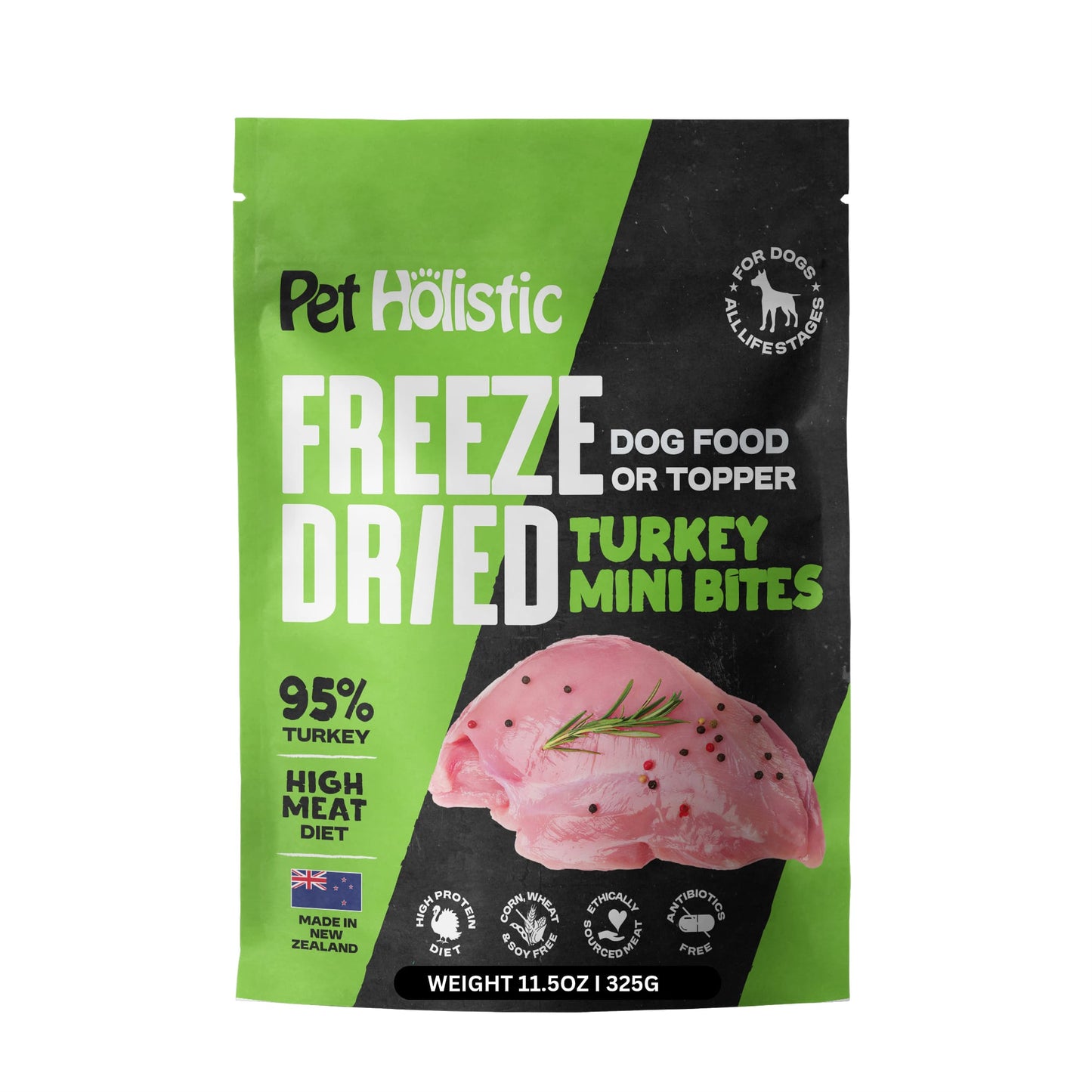 Pet Holistic Freeze Dried Mini Bites dog food or topper 397g/14oz and 325g/11.5oz