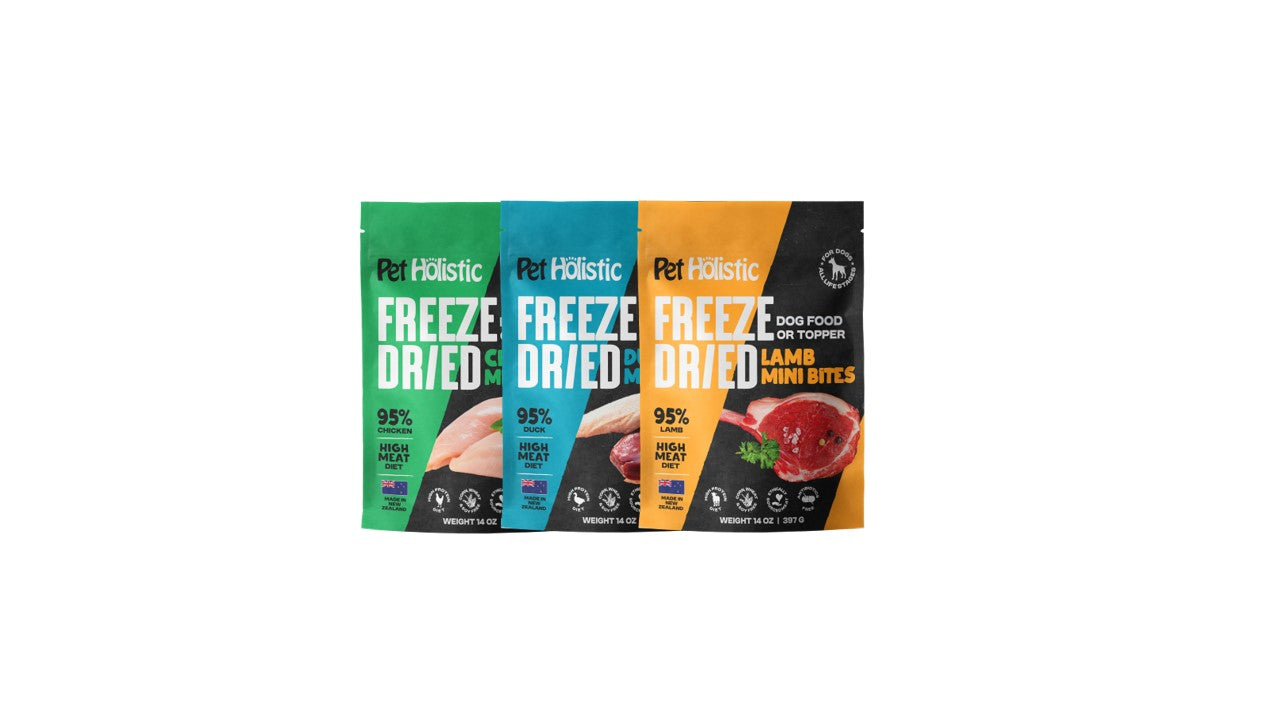 Pet Holistic Freeze Dried Mini Bites dog food or topper 397g/14oz