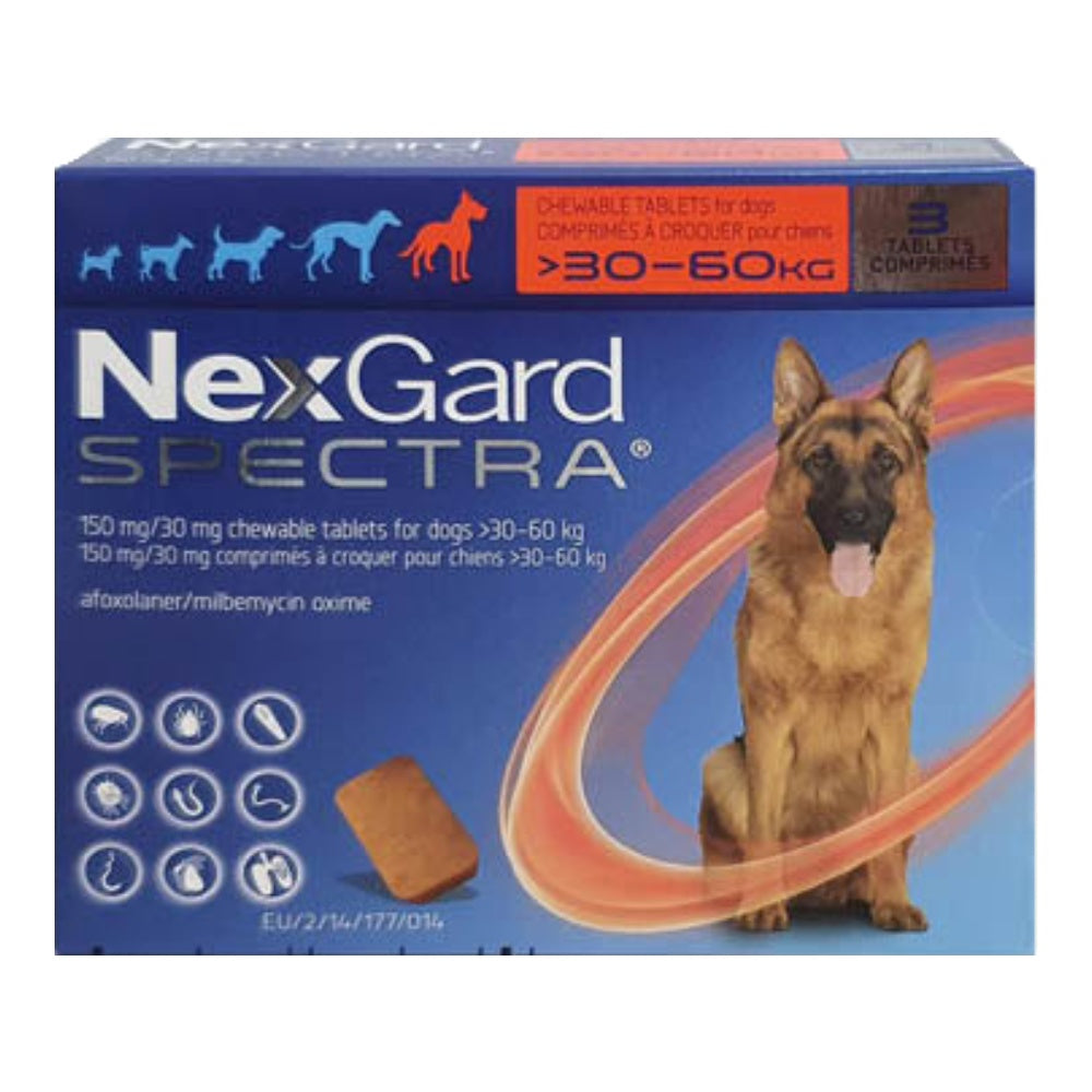 NexGard SPECTRA® Extra Large Dog, 30-60kg (Red Box, 3's)