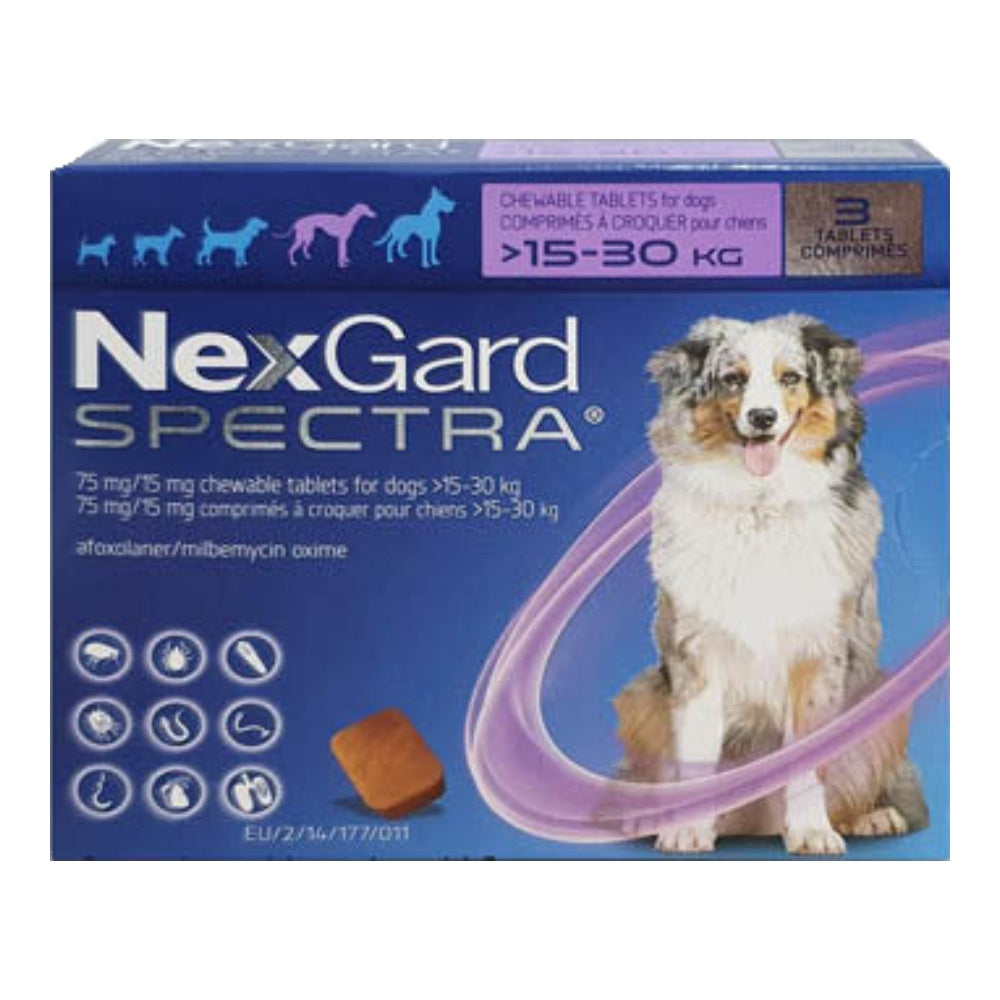 NexGard SPECTRA® Large Dog, 15-30kg (Purple Box, 3's)